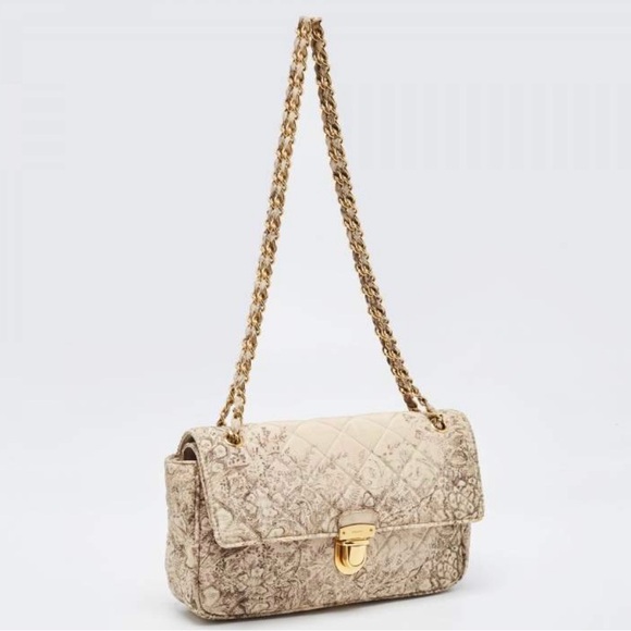 Prada Handbags - Prada Quilted Floral Shoulder Bag in Cream with Gold Hardware
